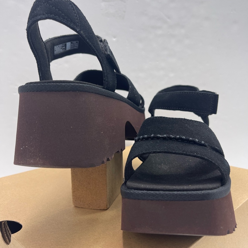 UGG WMNS10 Lug Sole NEW HEIGHTS Suede ANKLE STRAP Platform Heeled Sandals
Black - Picture 6 of 16